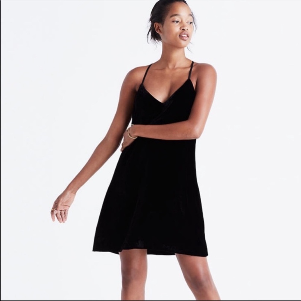 Madewell Size 2 Black Velvet Slip Dress